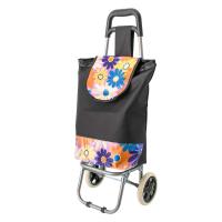 Изображение тележка с сумкой кошкин дом водостойкая., нагрузка 30 кг, колеса пвх 14,5 см, цветы розовы  акция !