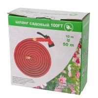 Изображение полив шланг растягивающийся красный латунь 100 ft (10*50) (25)
