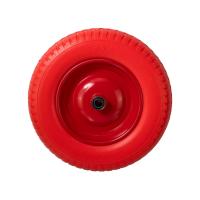 Изображение колесо без камеры 3,50*8 мм f 20 ось 90, диск красный, пу