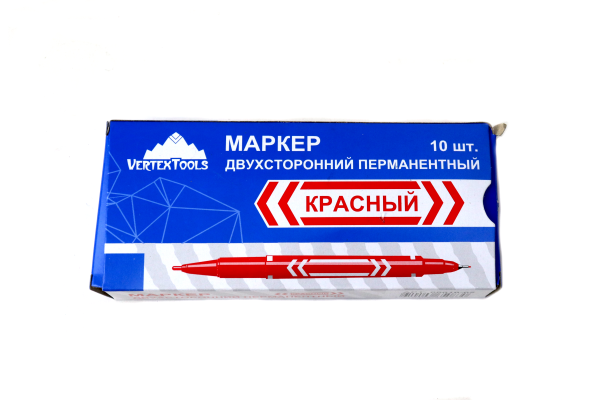 Изображение маркер vertextools (вертекс) красный двухсторонний /10шт/100/3000