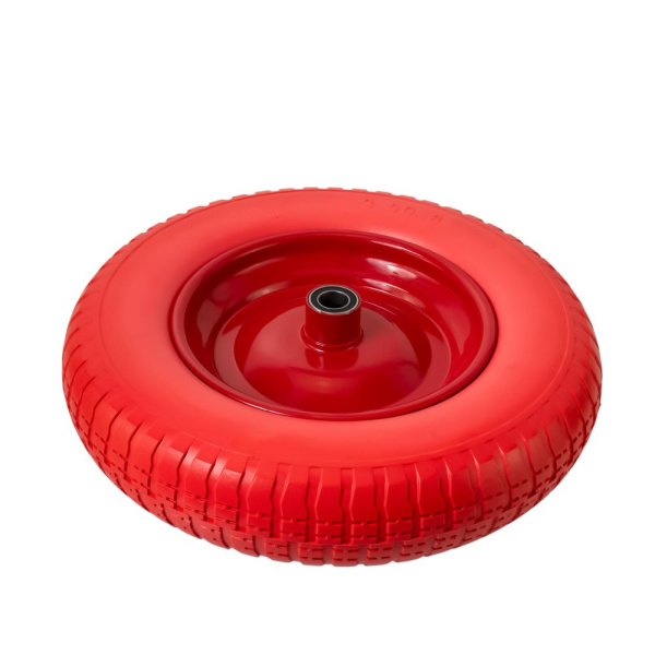 Изображение колесо без камеры 3,50*8 мм f 20 ось 90, диск красный, пу