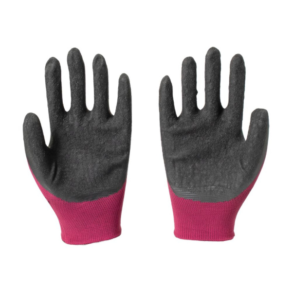 Изображение перчатки нейлоновые бордо нитриловые ребристые  12/840 