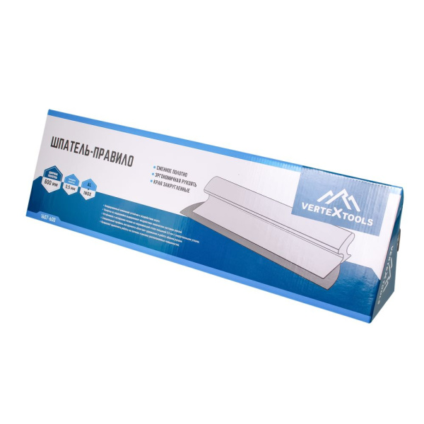 Изображение шпатель правило 60 см vertextools (вертекс) толщина 0,5 мм алюминевый+нержавеющая сталь