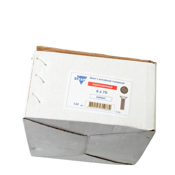 Изображение винт потай 6*70, реч.мз, din965 /120