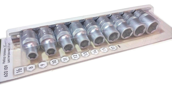 Изображение набор головок дт 1/2" 6-гр.метр.(8-17)  9 пр. 40/10 620109