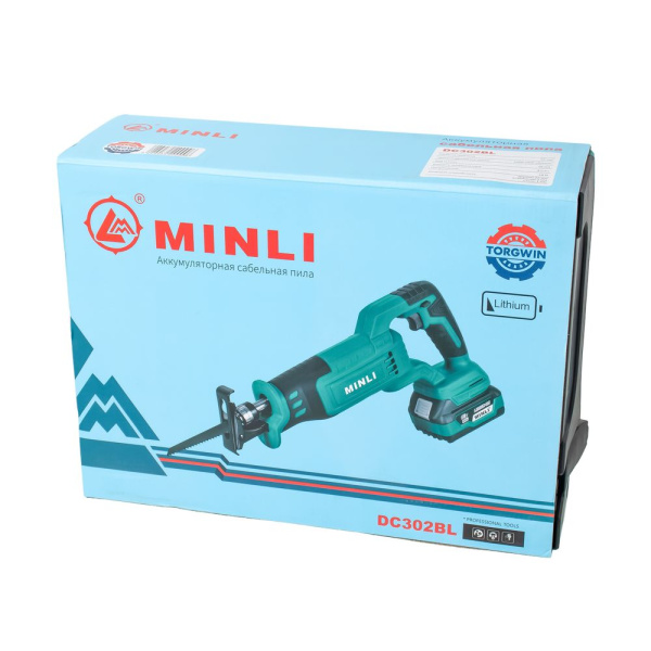 Изображение аккумуляторная сабельная пила torgwin / minli (18 в / 4 а*ч / 24000 ход/мин / 2 аккум.)  акция !