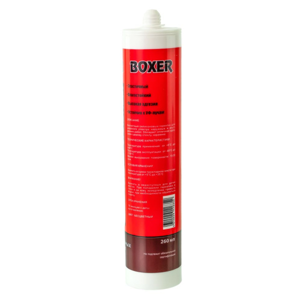 Изображение герметик силикон "boxer" прозрач. 260 ml, 300 гр. универсальный / 24