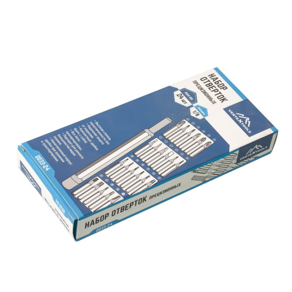 Изображение набор бит для точных (часовых) работ vertextools 24 пр. трещетка 0033-24