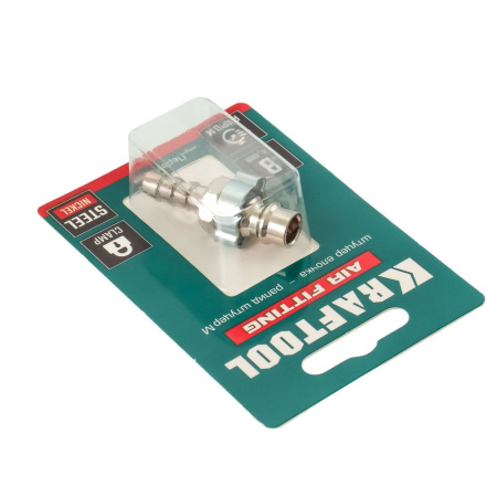 Изображение быстросъём с клапаном ф 8 мм "елочка", рапид папа с хомутом kraftool 06597-08