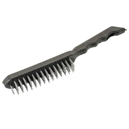 Изображение щетка ручная 4-х рядн. по металлу с пласт. ручкой  черная /12шт