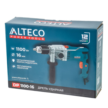 Изображение дрель ударная alteco dp 1100-16 (1100 вт, регулировка оборотов)