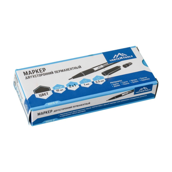 Изображение маркер vertextools (вертекс) черный двухсторонний /10шт/2800