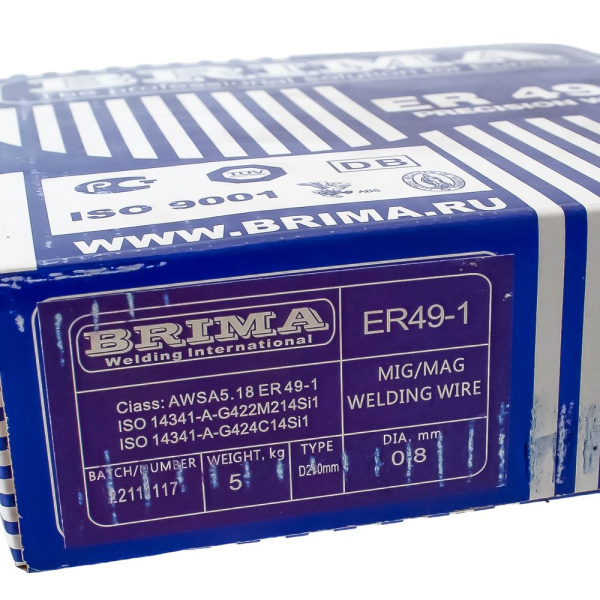 Изображение проволока сварочная er49-1 (cb-08г2с) 0,8мм 5кг brima