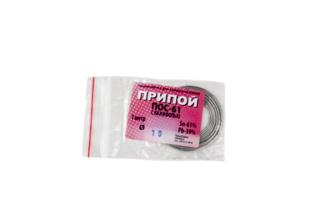 Изображение припой  пос-61 с канифолью 1 метр  диам. 1мм /10