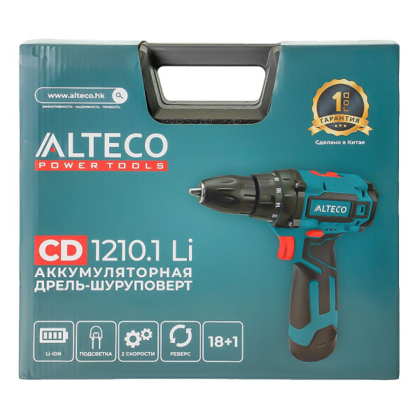 Изображение аккумуляторная дрель шуруповёрт alteco (12 в /1.3 а·ч /1250 об/мин /23 н·м) cd 0410 / cd 1210.1 li