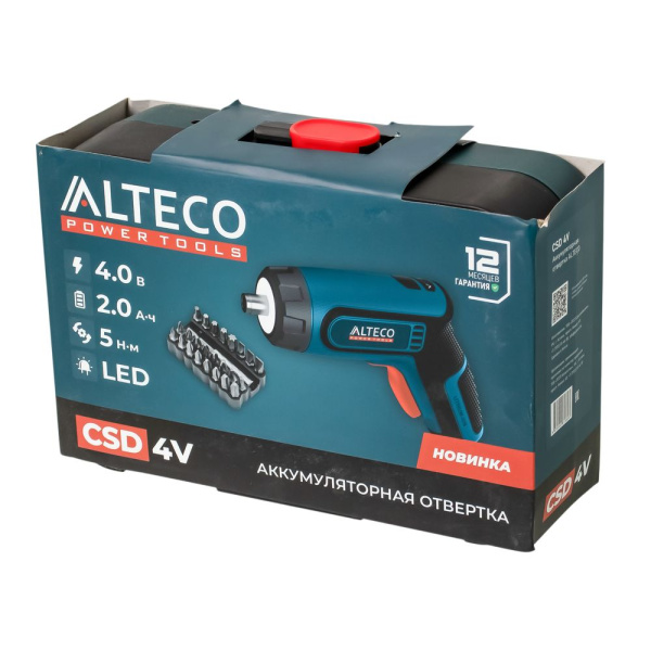 Изображение аккумуляторная отвертка угловая alteco csd 4v, 4 в / 5 н·м / 2 а·ч