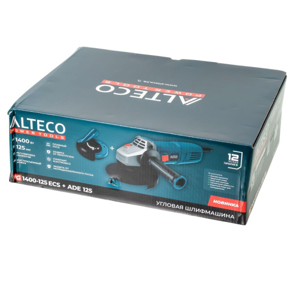 Изображение угловая шлифмашина (болгарка) alteco ag 1400-125 ecs + ade 125, 1400 вт  акция !