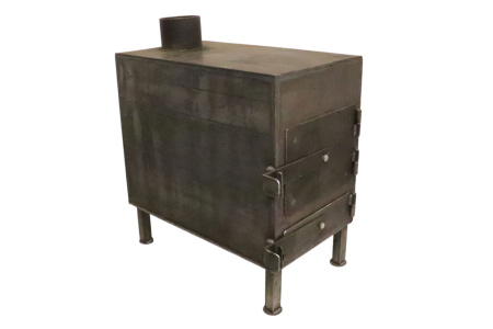 Изображение печь буржуйка (две двери) метал 3 мм с искрогасителем и с колосником