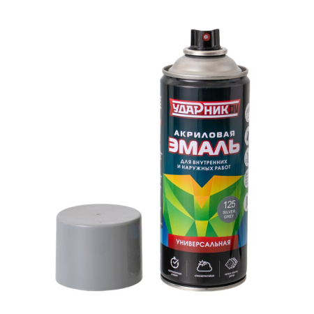 Изображение краска - спрей №125 /400ml*12pcs*300g/ ударник "silver grey"(серебристо-серый) /12 шт