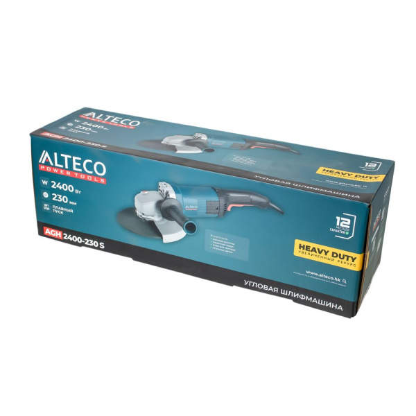 Изображение угловая шлифмашина (болгарка) alteco agh 2400-230 s heavy duty для тяжелых работ , плавный пуск
