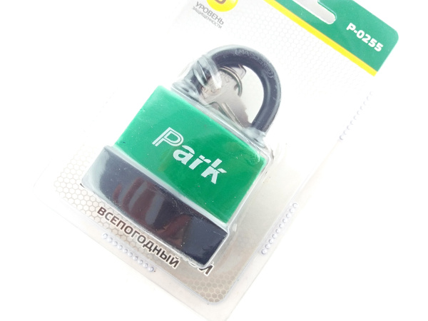 Изображение замок навесной park 55 мм p-0255 (всепогодный,ключевой механизм латунь,3 ключа ) /12шт