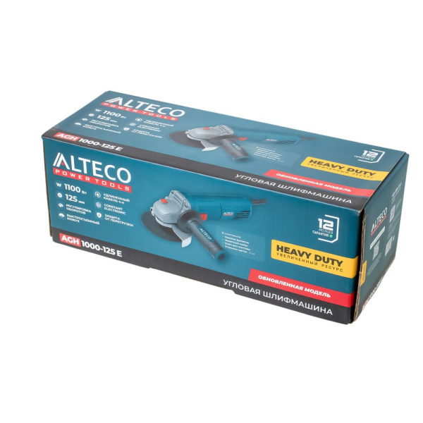 Изображение угловая шлифмашина (болгарка) alteco agh 1000-125 e heavy duty с регулировкой оборотов