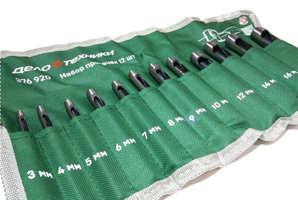 Изображение набор просечек 12 пред.(3,4,5,6,7,8,9,10,12,14,16,19мм) 376920 1/8