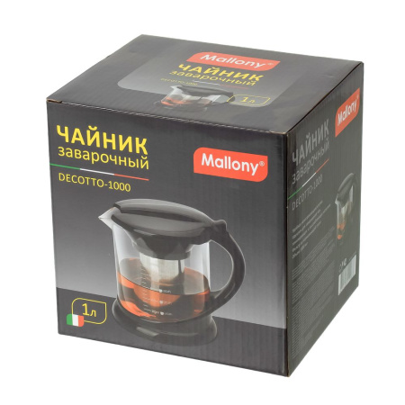 Изображение чайник заварочный decotto-1000, объем: 1 л, с пластик ручкой, фильтр из нерж стали