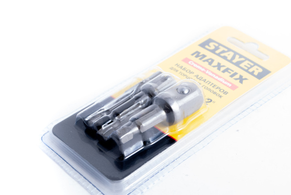 Изображение набор адаптеров для торц.головок stayer master "maxfix"  ст40сr 3пр.е1/4-1/4, е1/4-3/8,е1/4-1/2 50мм