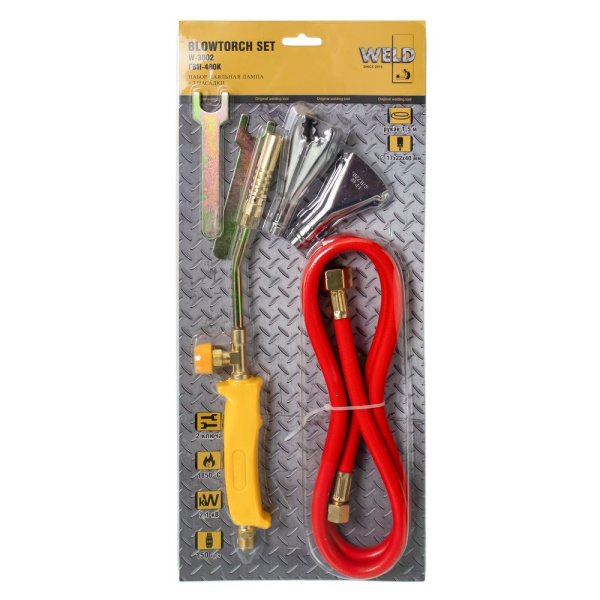 Изображение горелка пропановая кровельная 3 насадки weld  гвп-400к ,w-3002