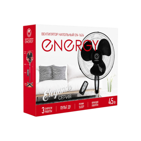 Изображение вентилятор energy elegance en-1624 с пультом 16" черный 1шт/коробка/ 45вт