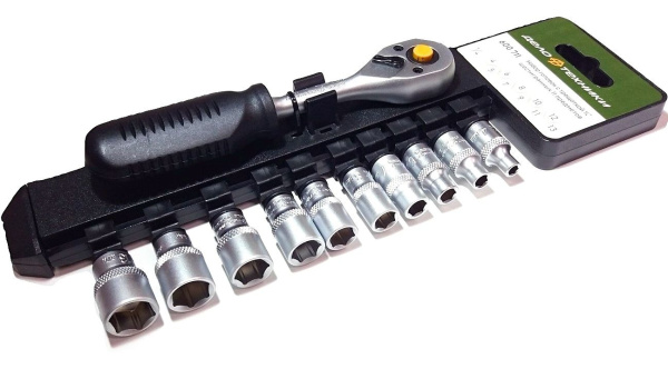 Изображение набор головок дт 1/4  трещетка 6-гр.(4-13) 11пр.12/48  600711 