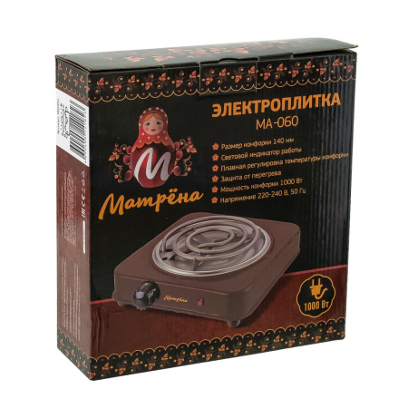 Изображение электроплитка матрёна ма-060 коричневый тэн (спираль)