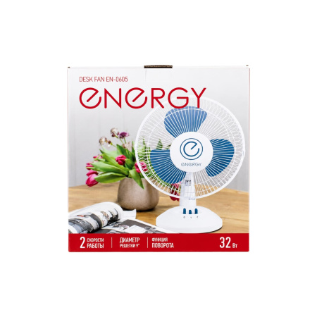 Изображение вентилятор energy en-0605  (настольный) 9" белый 1шт/коробка/ 32вт