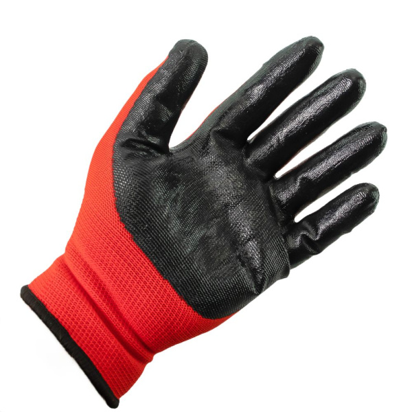 Изображение перчатки нейлоновые красные нитриловые 12/960     п13
