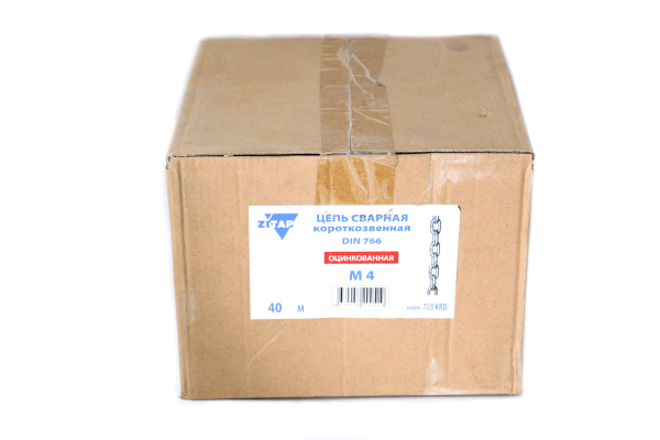 Изображение цепь сварная оц d4, короткозвенная, din766 /40м