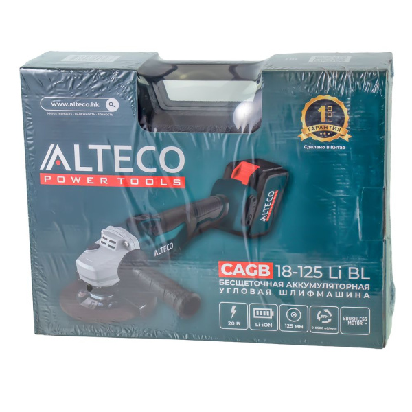 Изображение аккумуляторная угловая шлифмашина (болгарка) alteco cagb 18-125 li bl бесщёточная 21 в