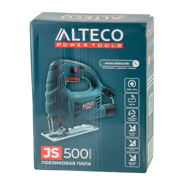 Изображение лобзиковая пила alteco js 500 promo, 450 вт,1500-3000 об/мин (дерево, сталь, алюминий)