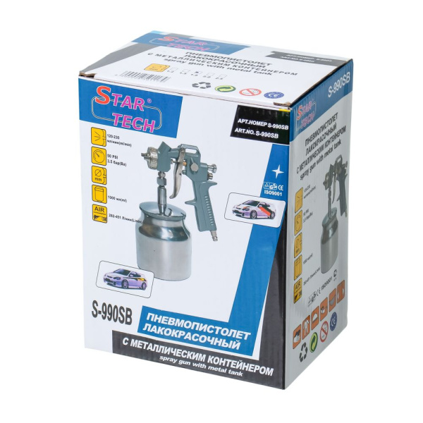 Изображение пистолет для краскопульта "star tech" 162 с сопло ø1,8 металл.нижн.бак  1000 мл sb  /20