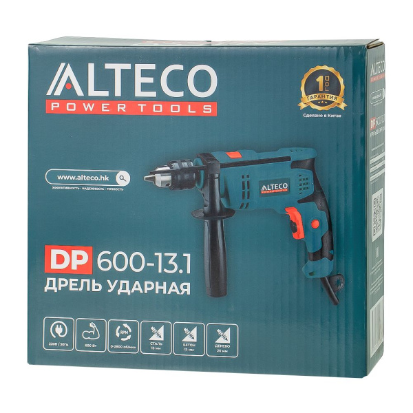 Изображение дрель ударная alteco dp 600-13.1 (600 вт, регулировка оборотов)