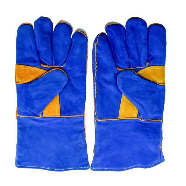 Изображение перчатки краги сварочные синие замшевые