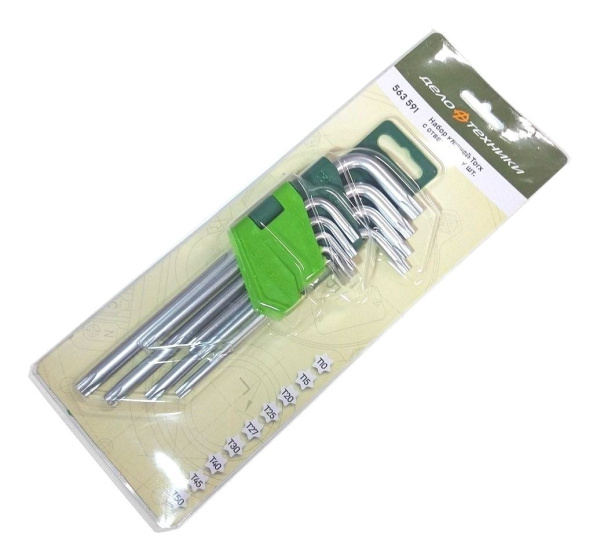Изображение набор ключей дт torx 9 шт.с отв.(т10,т15,т20,т25,т27,т30,т40,т50) дт10/50 563591 