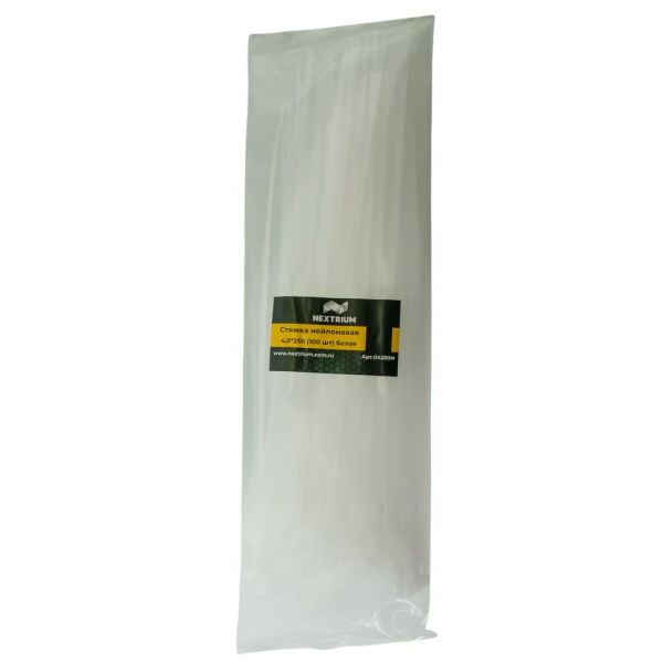 Изображение стяжка нейлоновая nextrium 4,0*250 (100 шт) белая / 200