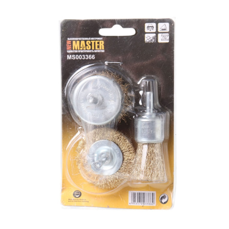 Изображение набор щеток для дрели 3пр (кисть 25 мм,50мм плоская,50 м чашка),ккк/12 (60 шт)