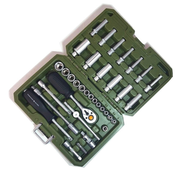 Изображение набор головок дт 1/4" 6-гр с трещеткой  35 пр 600735  1/10
