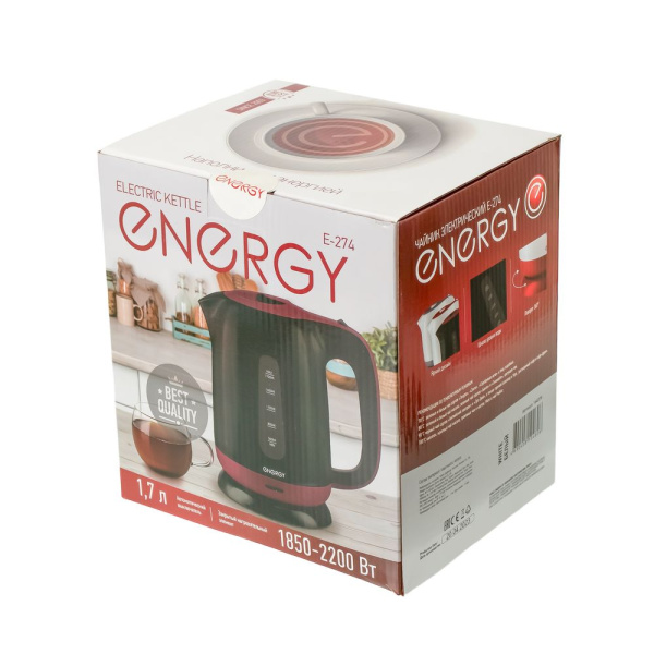 Изображение чайник energy e-274 (1,7 л, диск) пластик, мощность 1850-2200 вт