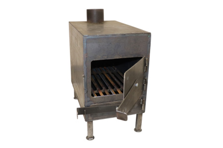 Изображение печь буржуйка (две двери) метал 3 мм с искрогасителем и с колосником