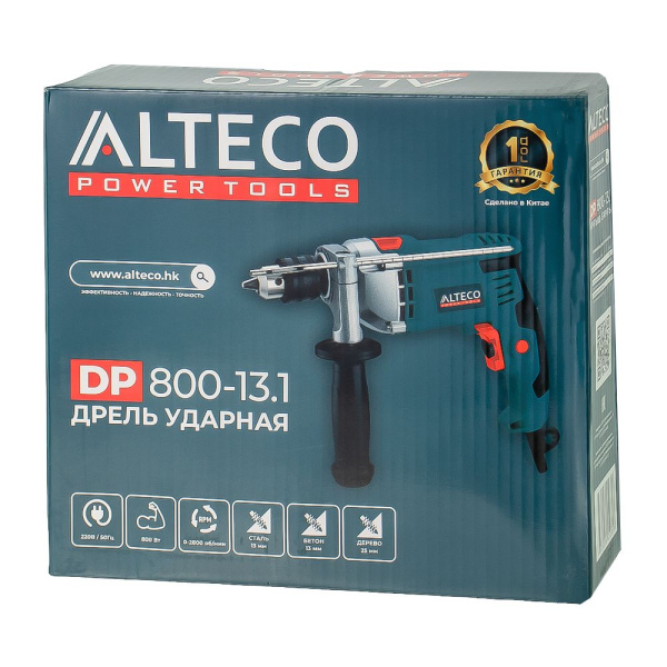 Изображение дрель ударная alteco dp 800-13.1 (800 вт, регулировка оборотов)