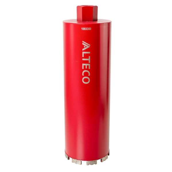 Изображение коронка алмазная по бетону alteco 108*350 вт красная