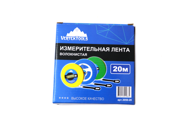 Изображение лента мерная vertextools (вертекс) (фибергласс) геодезическая закрытый корпус 20 м 3050-20